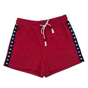 Sundry by Anthropologie Vintage Terry Drawstring Track Shorts, Haute Red size XL
